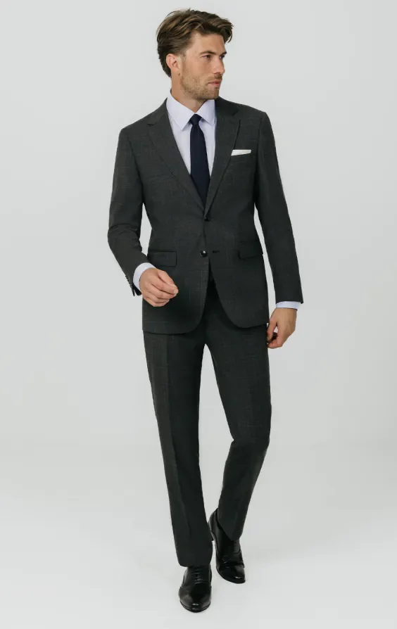 Charcoal Windowpane Check Suit thumbnail 3