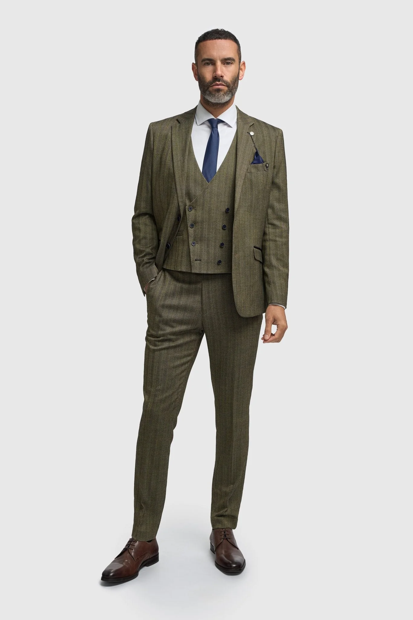 Damon Three Piece Suit with Double Breasted Waistcoat thumbnail 2
