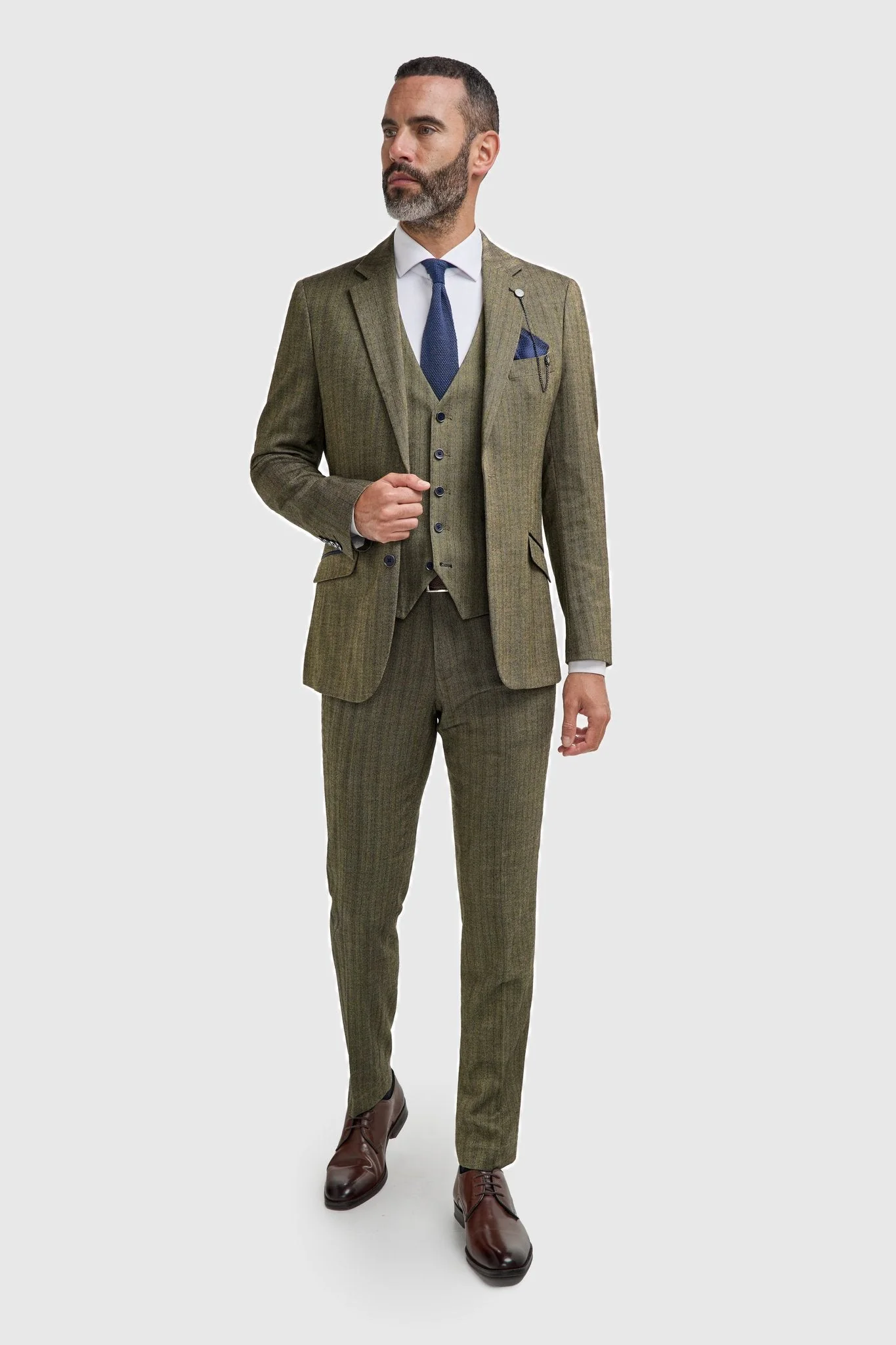 Damon Three Piece Suit with Single Breasted Waistcoat thumbnail 2