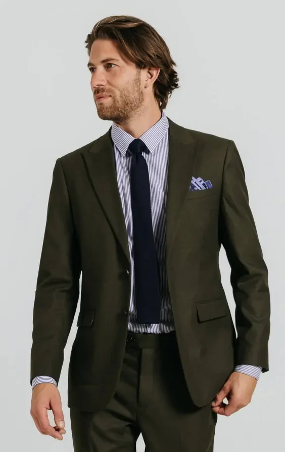 Dark Green Twill Suit Jacket thumbnail 2