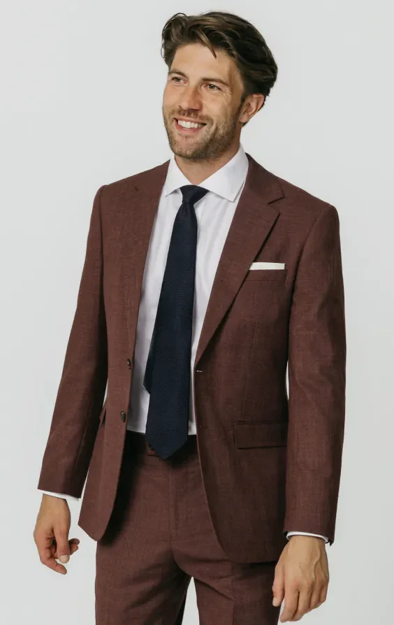 Dark Rosewood Weave Suit Jacket thumbnail 2