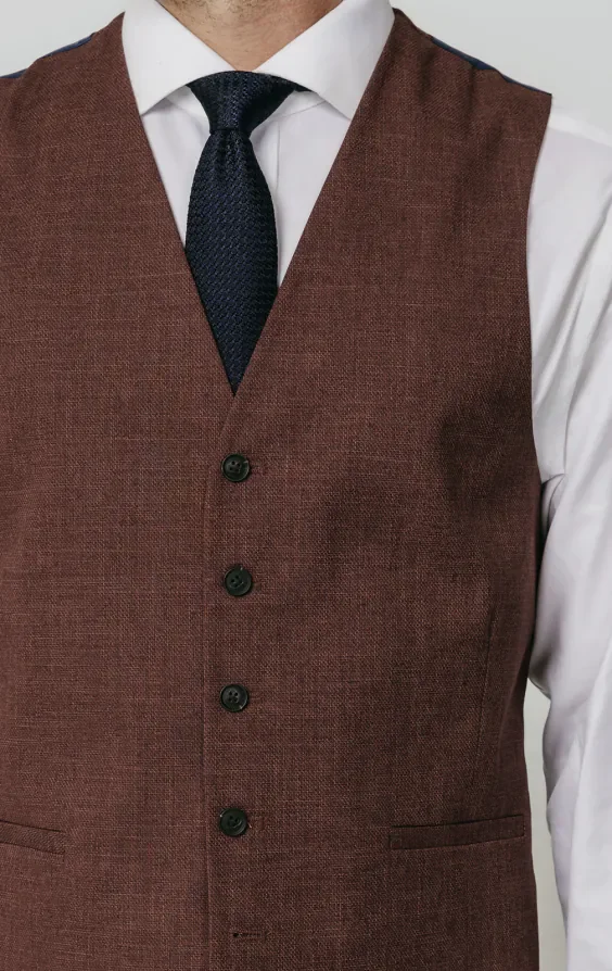 Dark Rosewood Weave Waistcoat thumbnail 3