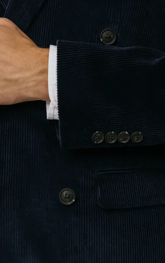 Double Breasted Navy Corduroy 3 Piece Suit thumbnail 4