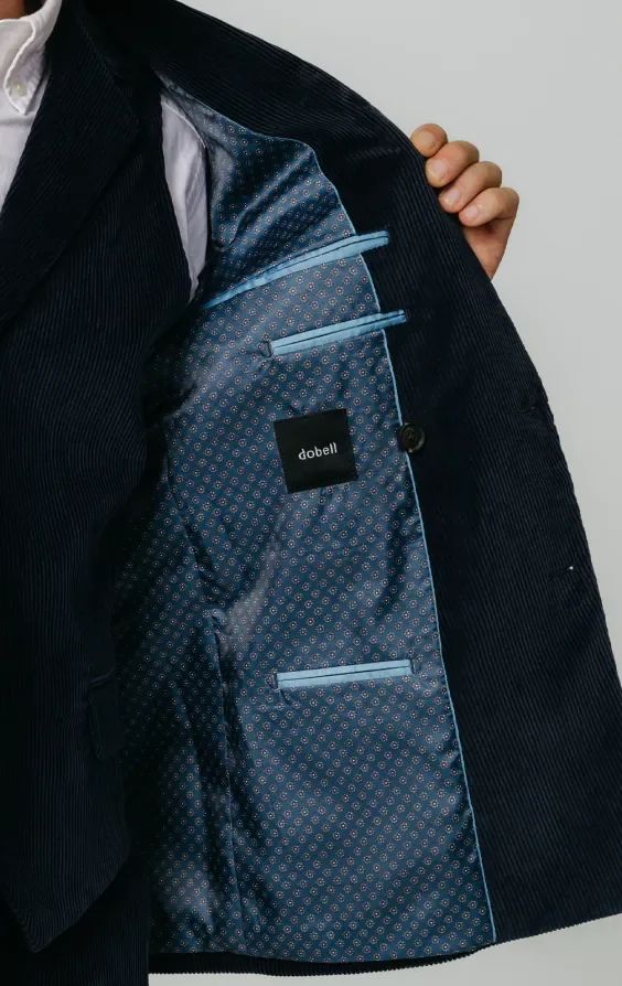 Double Breasted Navy Corduroy 3 Piece Suit thumbnail 6