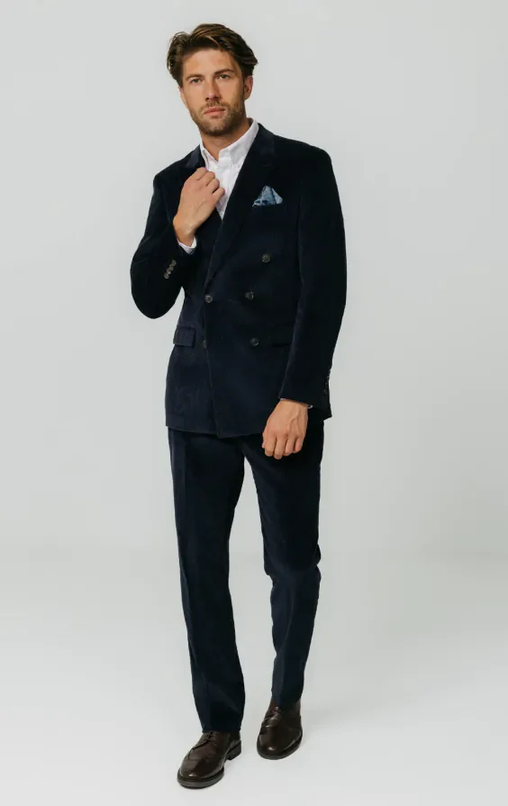 Double Breasted Navy Corduroy Jacket thumbnail 3