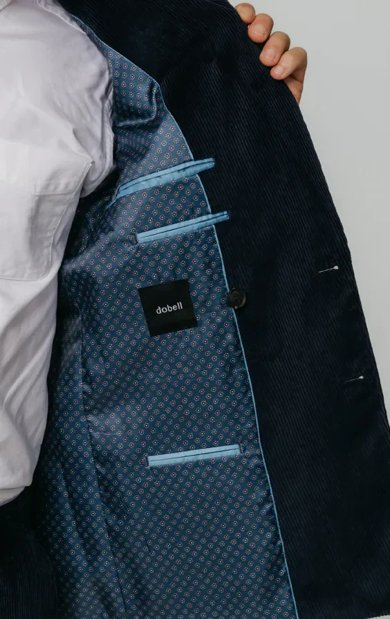 Double Breasted Navy Corduroy Jacket thumbnail 6