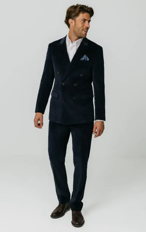 Double Breasted Navy Corduroy Suit thumbnail 3