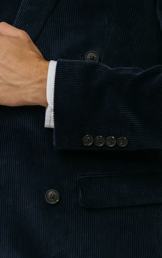 Double Breasted Navy Corduroy Suit thumbnail 4