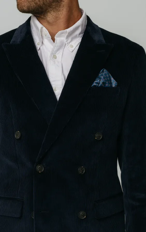 Double Breasted Navy Corduroy Suit thumbnail 5
