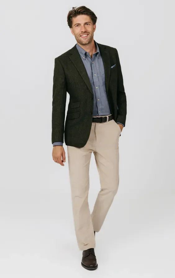 Green Herringbone Tweed Jacket thumbnail 3