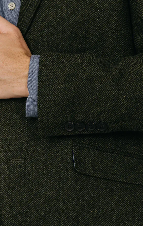 Green Herringbone Tweed Jacket thumbnail 4