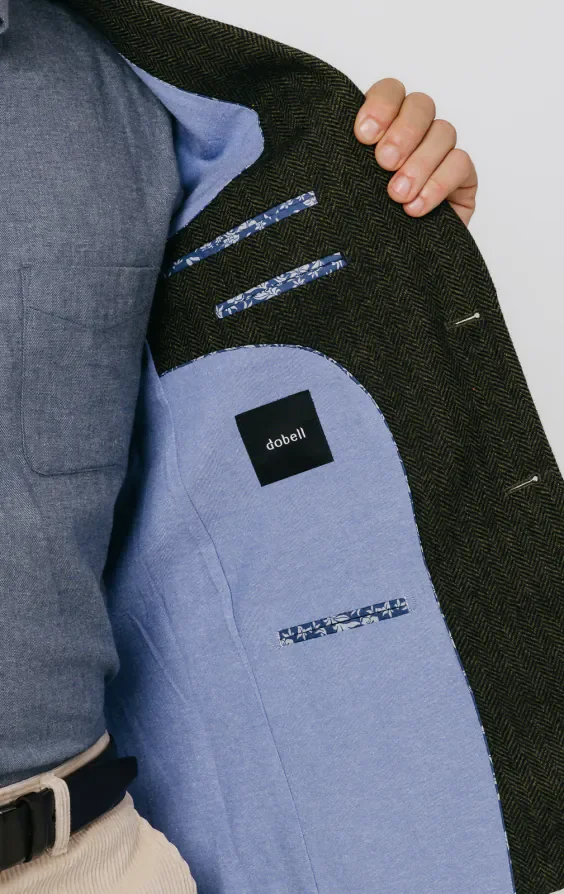 Green Herringbone Tweed Jacket thumbnail 6