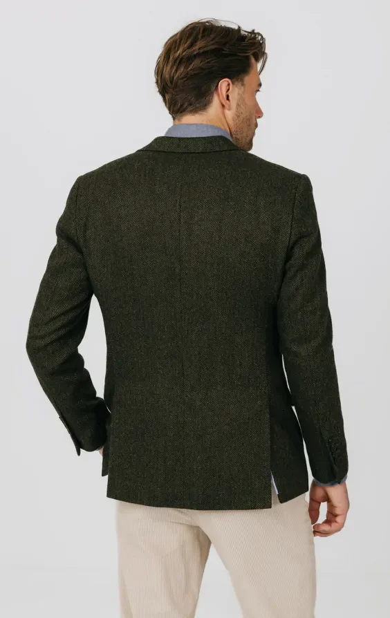 Green Herringbone Tweed Jacket thumbnail 7