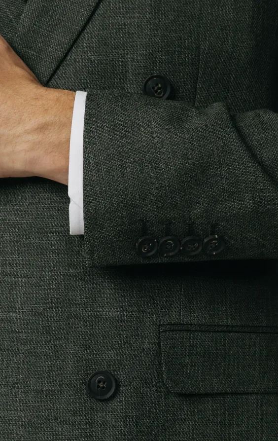 Green Weave Double Breasted 3 Piece Suit thumbnail 4