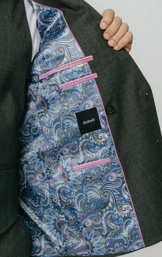 Green Weave Double Breasted 3 Piece Suit thumbnail 6