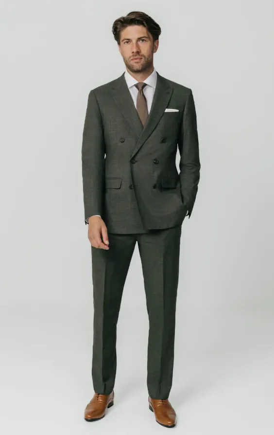 Green Weave Double Breasted Suit Jacket thumbnail 3