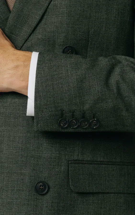 Green Weave Double Breasted Suit Jacket thumbnail 4
