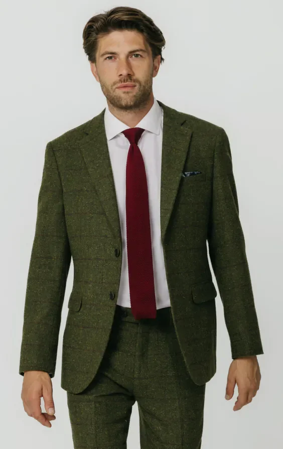 Green Windowpane Check Tweed Jacket thumbnail 2