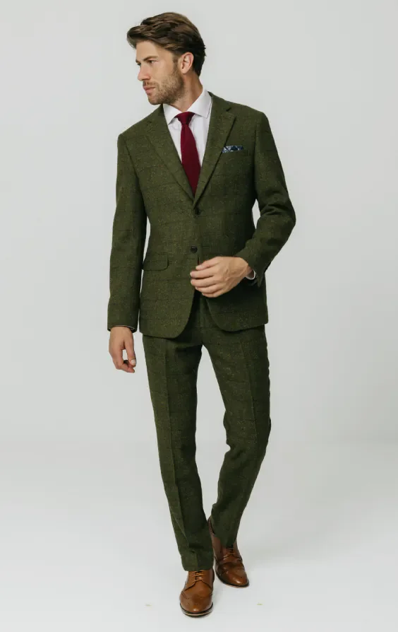 Green Windowpane Check Tweed Jacket thumbnail 3