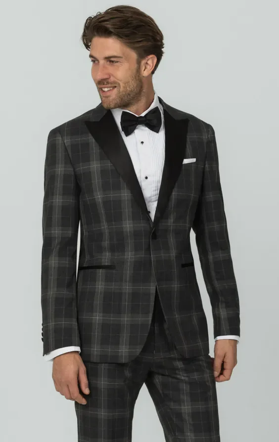Grey Tartan Check Tuxedo with Peak Lapel thumbnail 2