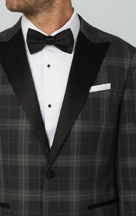 Grey Tartan Check Tuxedo with Peak Lapel thumbnail 5