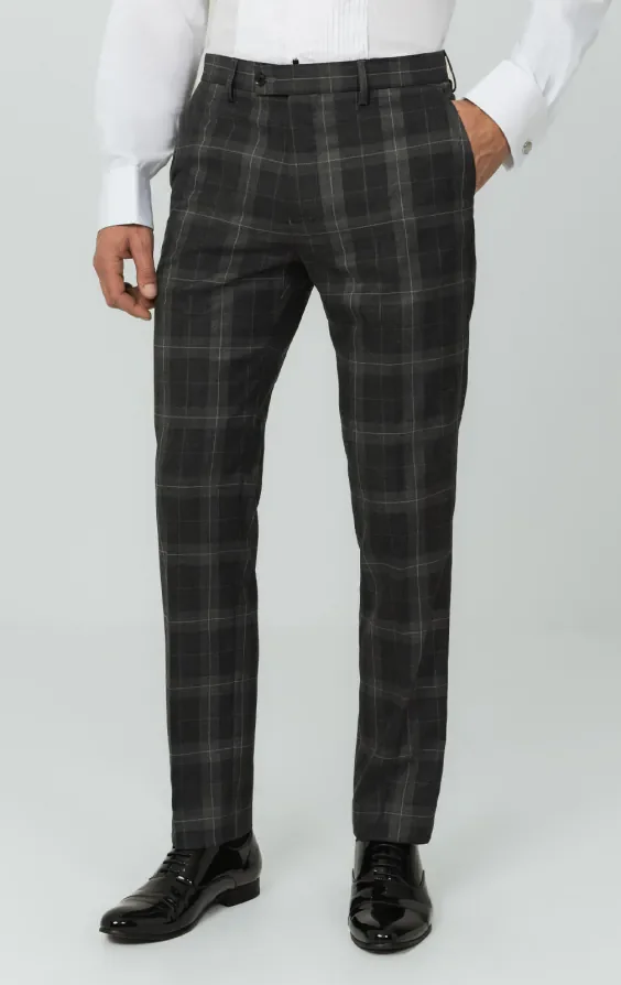 Grey Tartan Check Tuxedo with Peak Lapel thumbnail 8