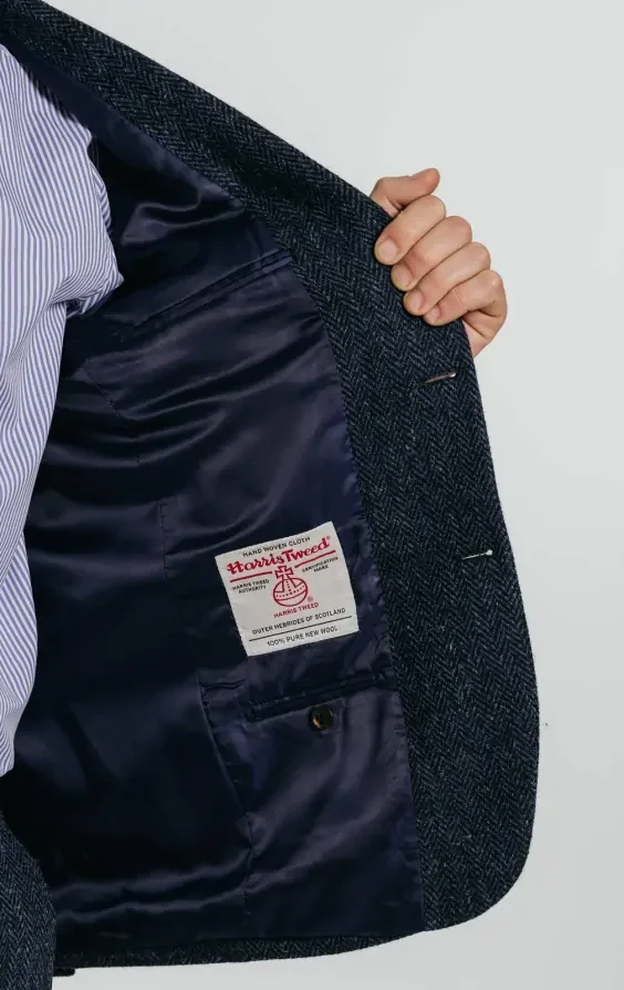 Harris Tweed Blue Herringbone Suit thumbnail 8