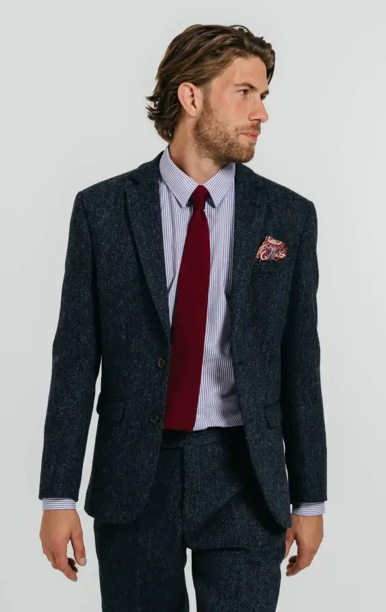 Harris Tweed Blue Herringbone Tweed Jacket thumbnail 2