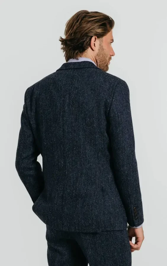 Harris Tweed Blue Herringbone Tweed Jacket thumbnail 3