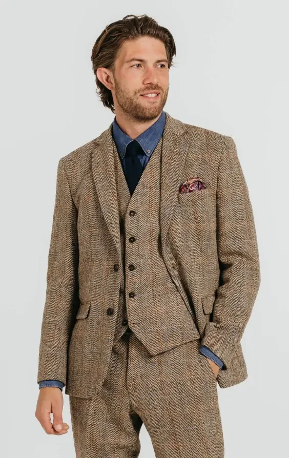 Harris Tweed Brown Windowpane Check Tweed Suit thumbnail 2