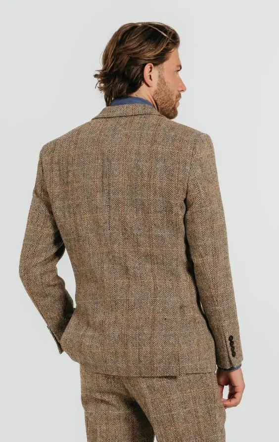 Harris Tweed Brown Windowpane Tweed Jacket thumbnail 3