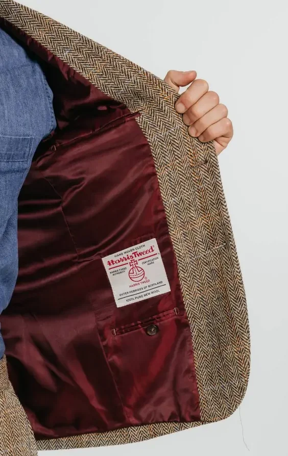 Harris Tweed Brown Windowpane Tweed Jacket thumbnail 6