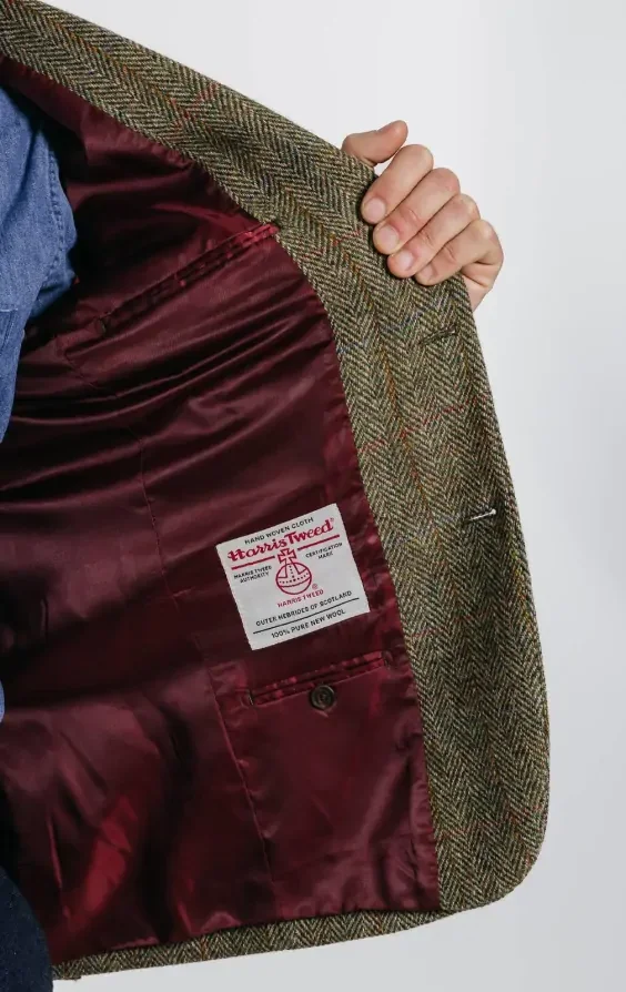 Harris Tweed Green Herringbone Windowpane Check Tweed Jacket thumbnail 6