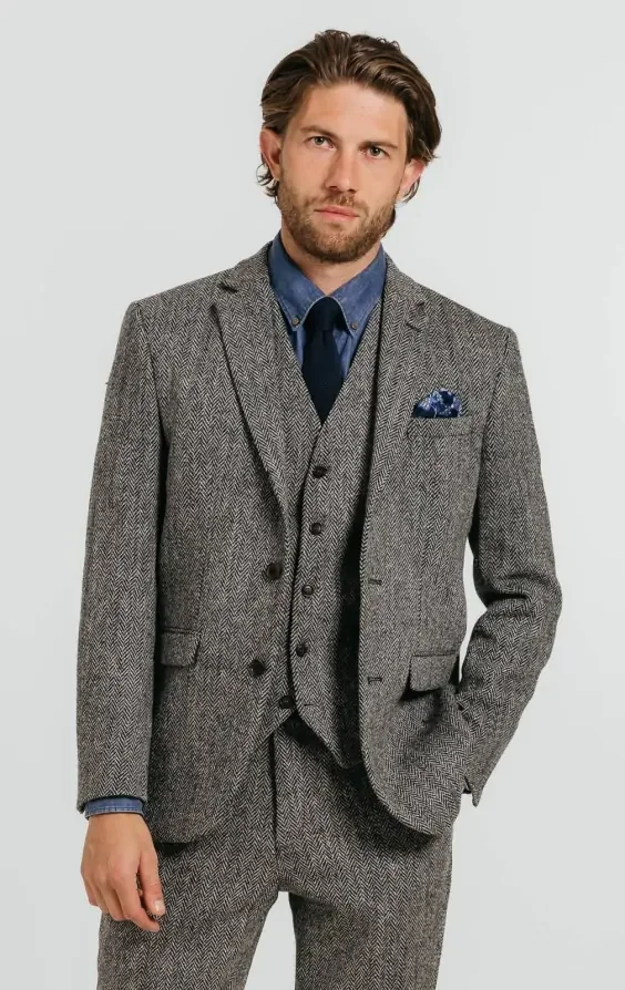 Harris Tweed Grey Herringbone Suit thumbnail 2