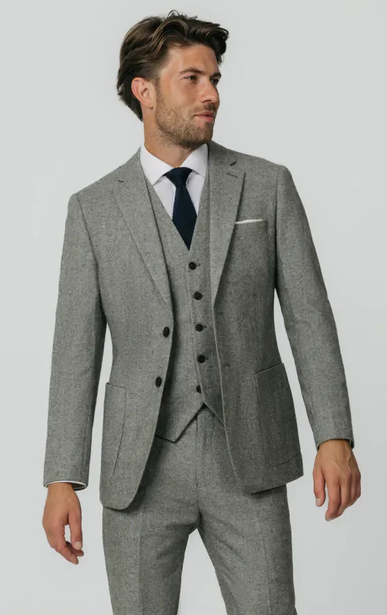 Light Grey Donegal Tweed 3 Piece Suit thumbnail 2