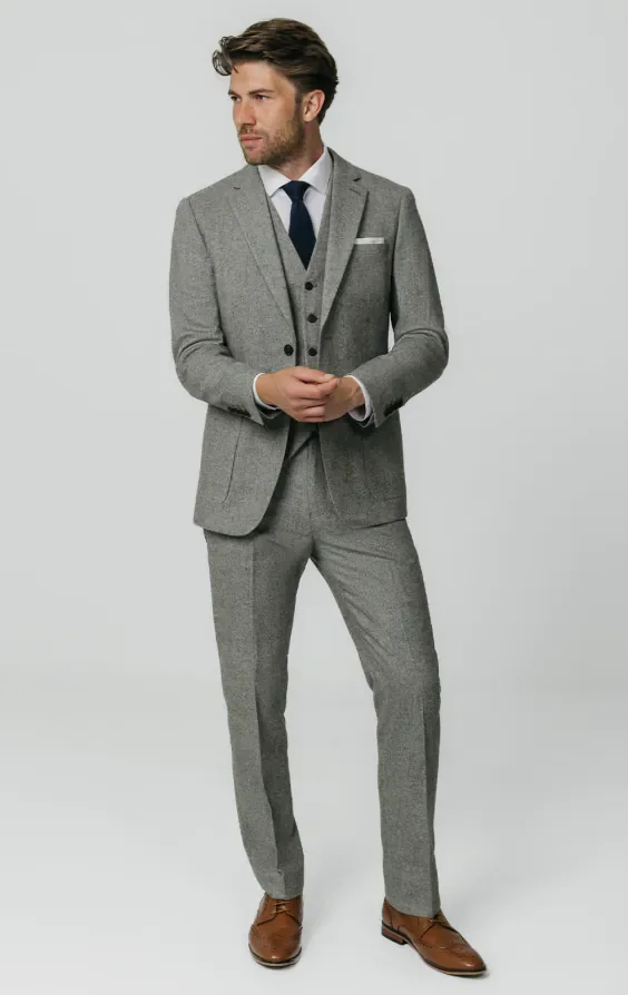 Light Grey Donegal Tweed 3 Piece Suit thumbnail 3