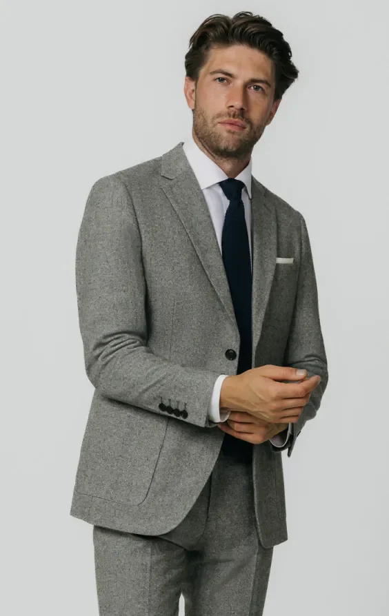 Light Grey Donegal Tweed Suit Jacket thumbnail 2
