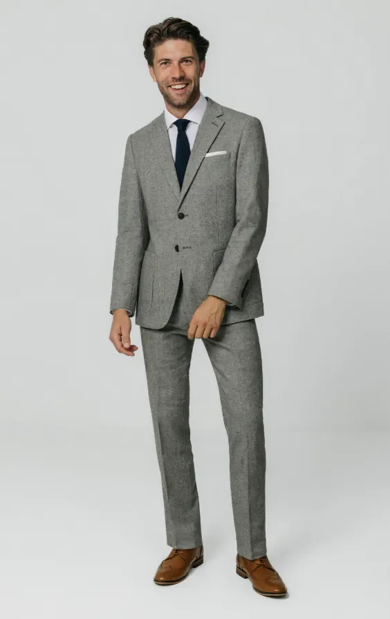 Light Grey Donegal Tweed Suit Jacket thumbnail 3