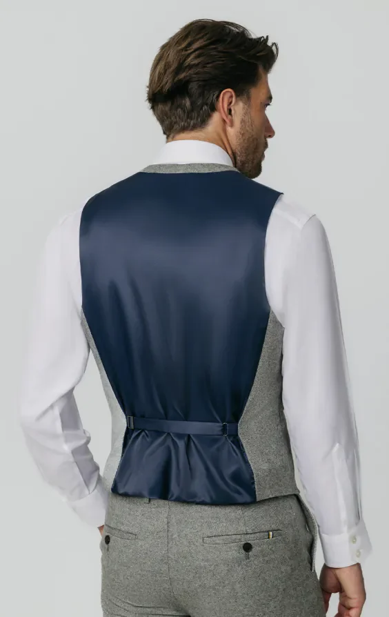 Light Grey Donegal Tweed Waistcoat thumbnail 4