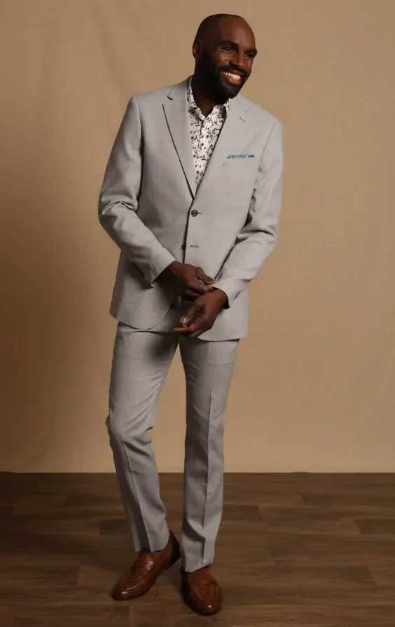 Light Grey Linen Suit thumbnail 3