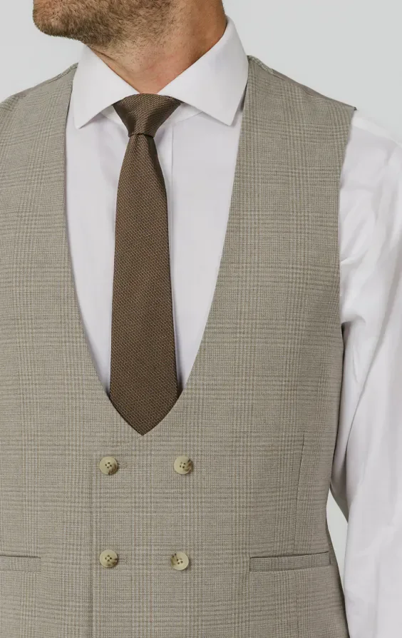 Natural Check Double Breasted Waistcoat thumbnail 3