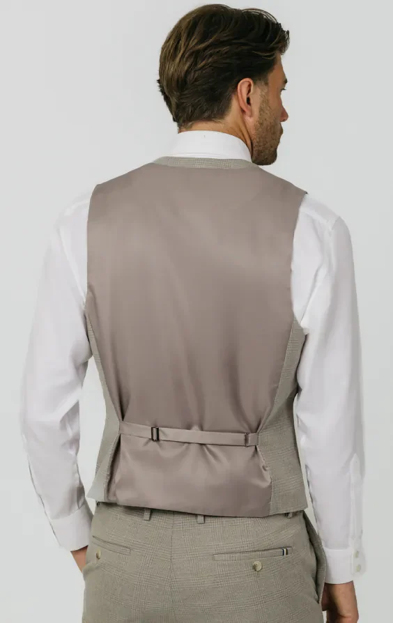 Natural Check Double Breasted Waistcoat thumbnail 4