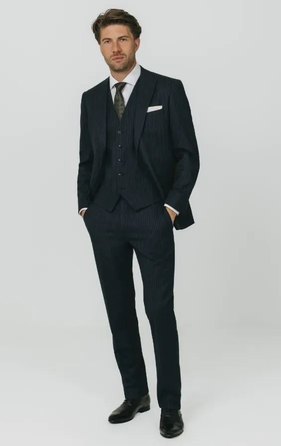 Navy Chalkstripe 3 Piece Suit thumbnail 3