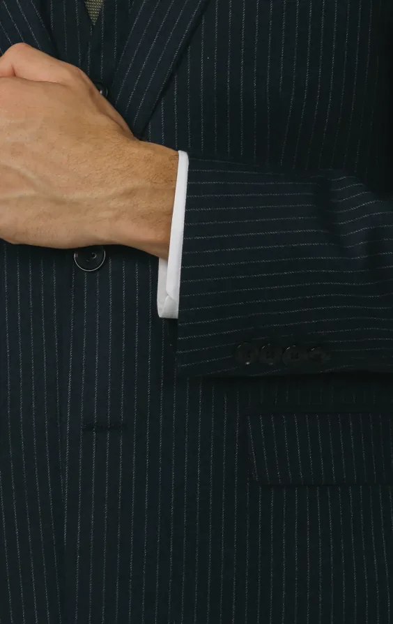 Navy Chalkstripe 3 Piece Suit thumbnail 4