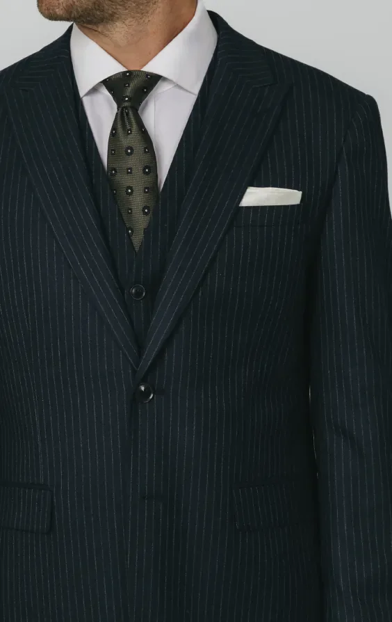 Navy Chalkstripe 3 Piece Suit thumbnail 5
