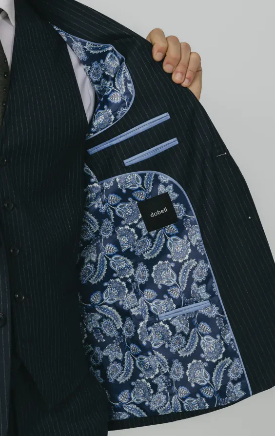 Navy Chalkstripe 3 Piece Suit thumbnail 6