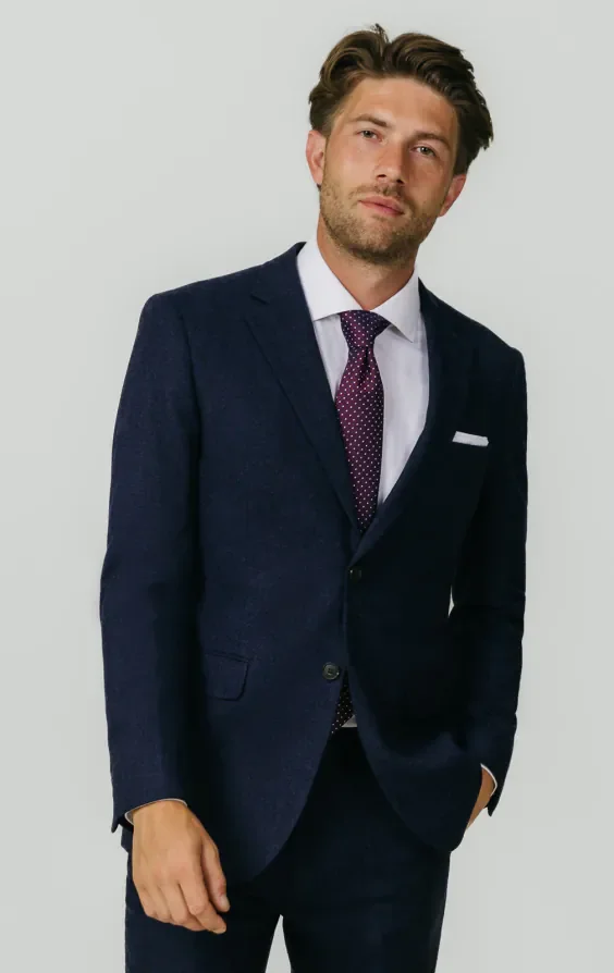 Navy Donegal Tweed Jacket thumbnail 2