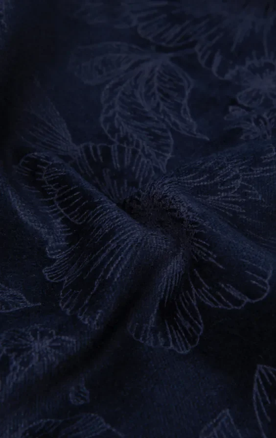 Navy Floral Jacquard Velvet Tuxedo Jacket thumbnail 8