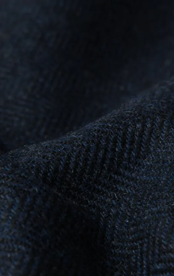 Navy Herringbone Tweed Waistcoat with Patch Pockets thumbnail 6