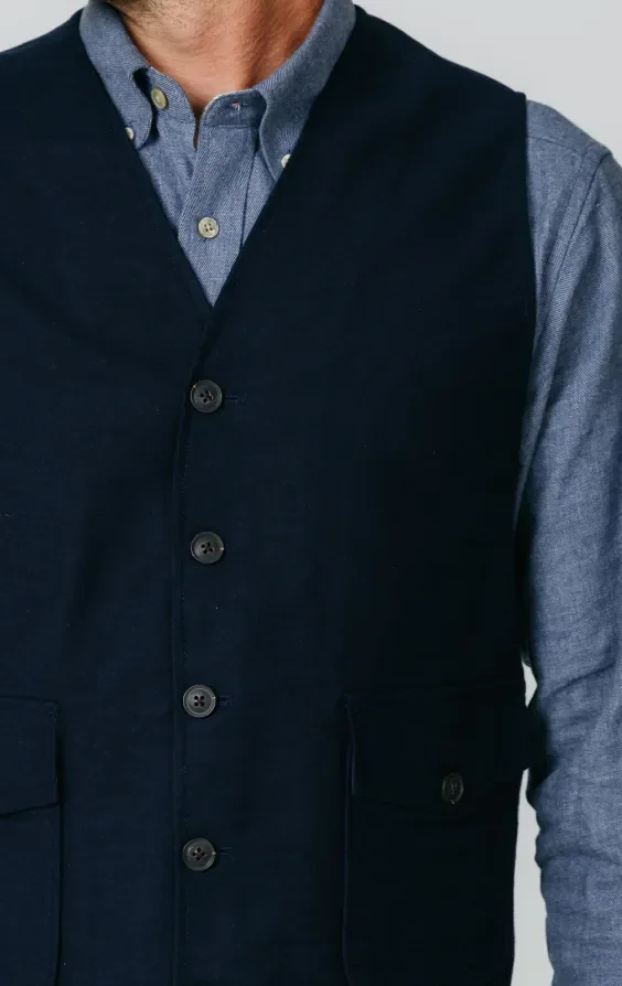 Navy Moleskin Waistcoat thumbnail 3